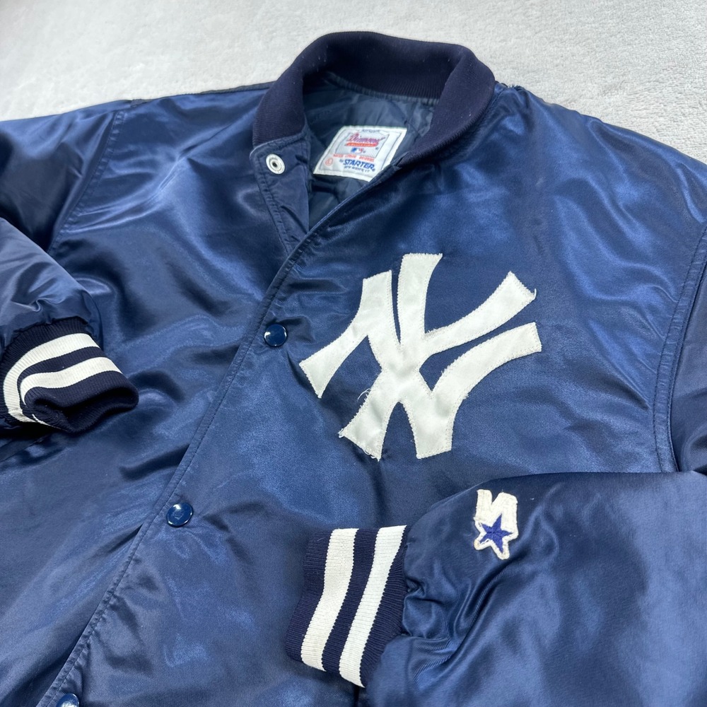 Vintage New York Yankees Jacket Mens Large Blue MLB Baseball Starter USA 90s